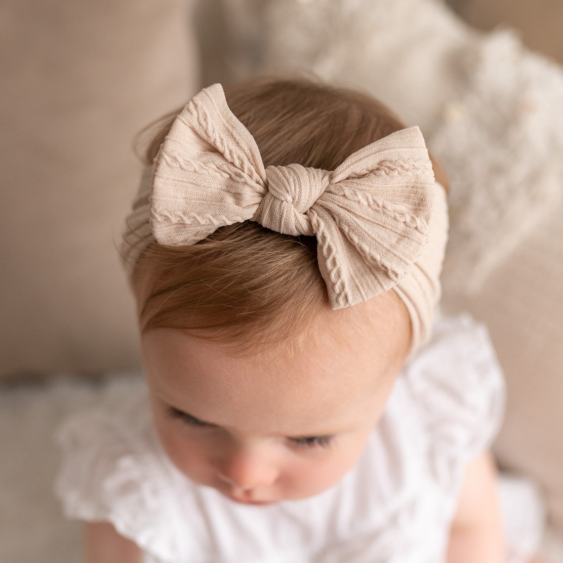 Cable Knit Bow Stretchy Head Hairband - loveindi.ie