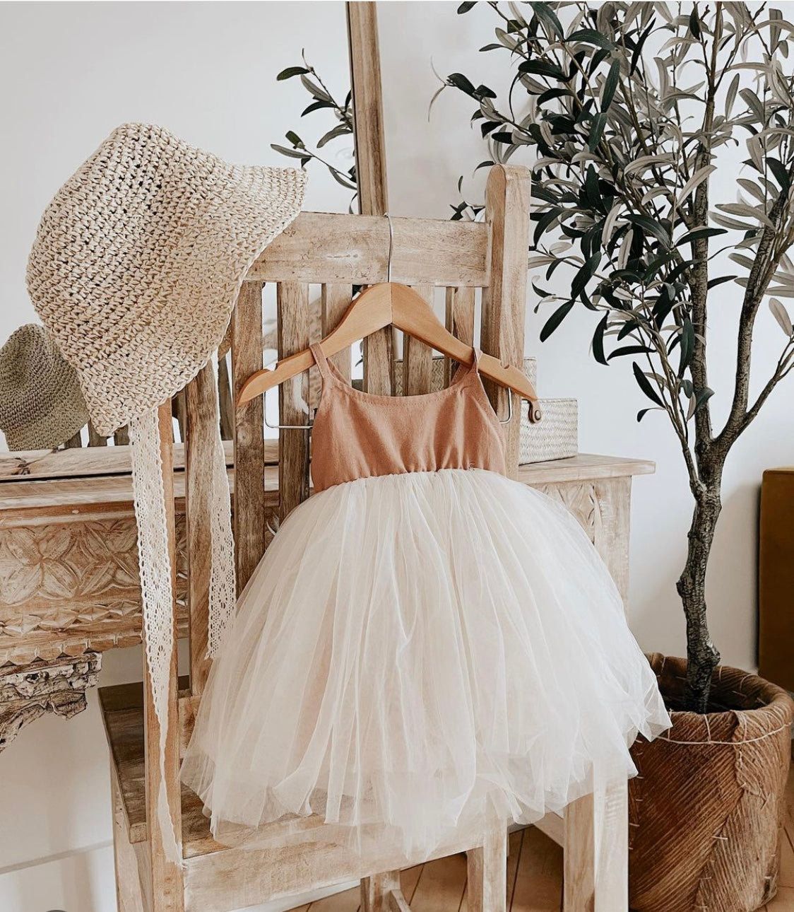 Linen Dress with Tulle TuTu Skirt