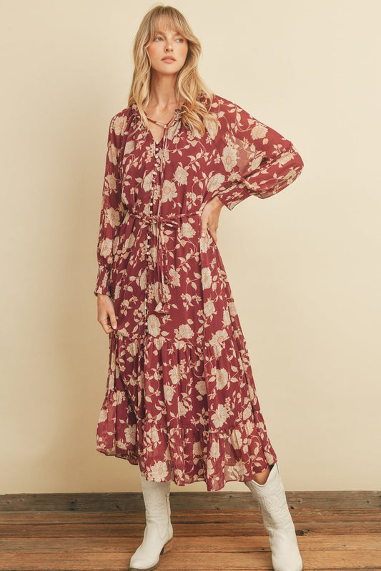 Barcelona Button Down Tiered Maxi Dress